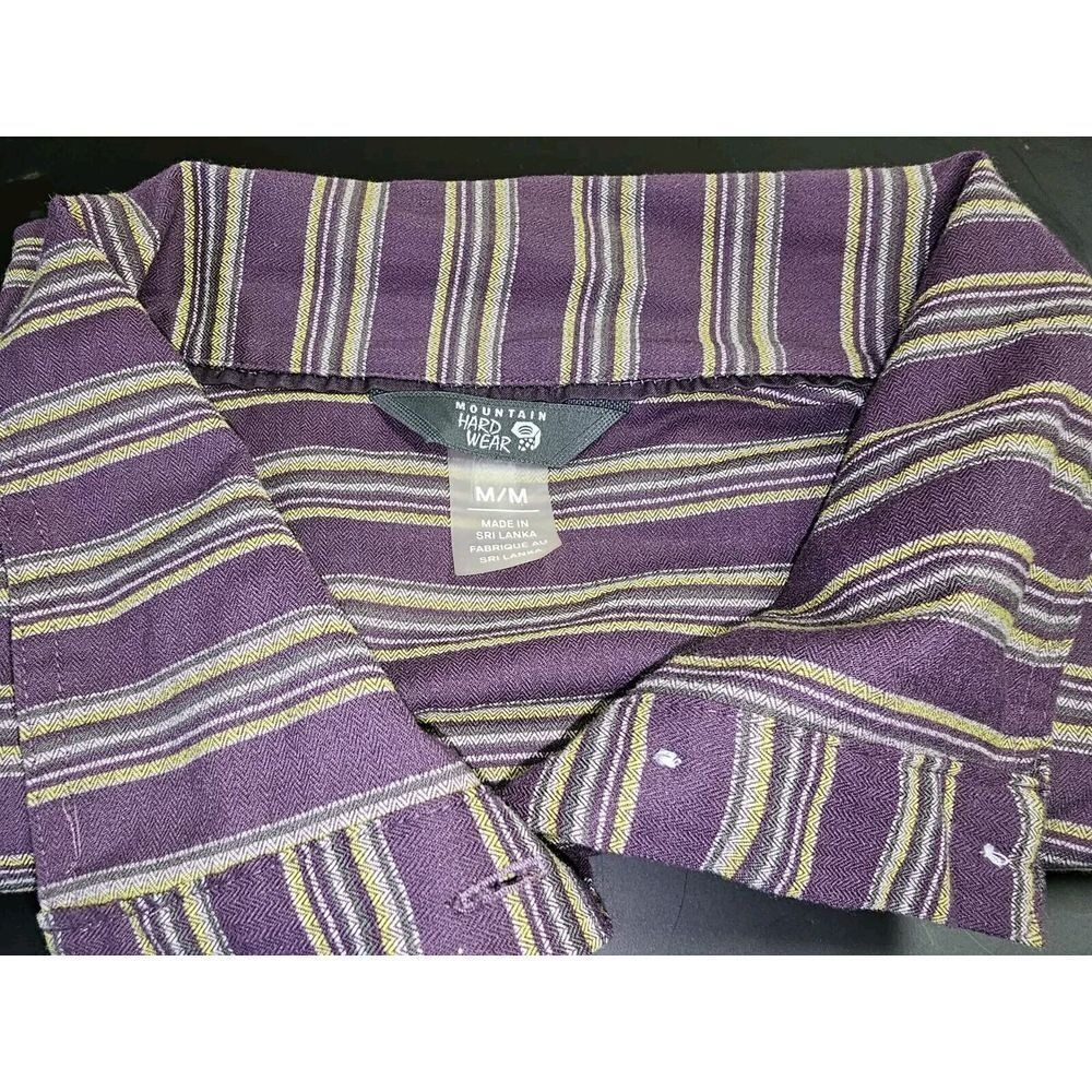 Mountain Hardwear Mens M/M Purple Yellow Stripe Long Sleeve Button Up Shirt